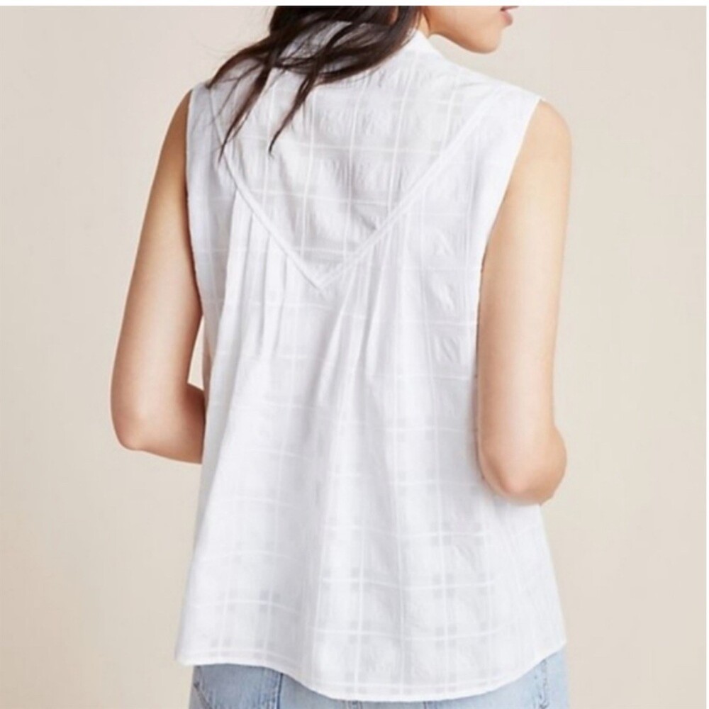 NWT Anthropologie Current Air Piper Windowpane Tank Top White Medium - Picture 2 of 9